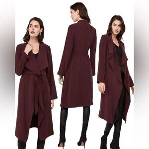 Express Cabernet Soft Drape Belted Trench Coat Size XS